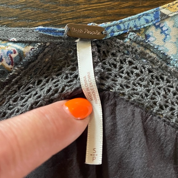 Free People small paisley pocket above knee flowy lace mini dress long sleeve - Picture 5 of 12